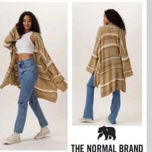 The Normal Brand Kate Terracotta Stripe Cardigan Sweater L